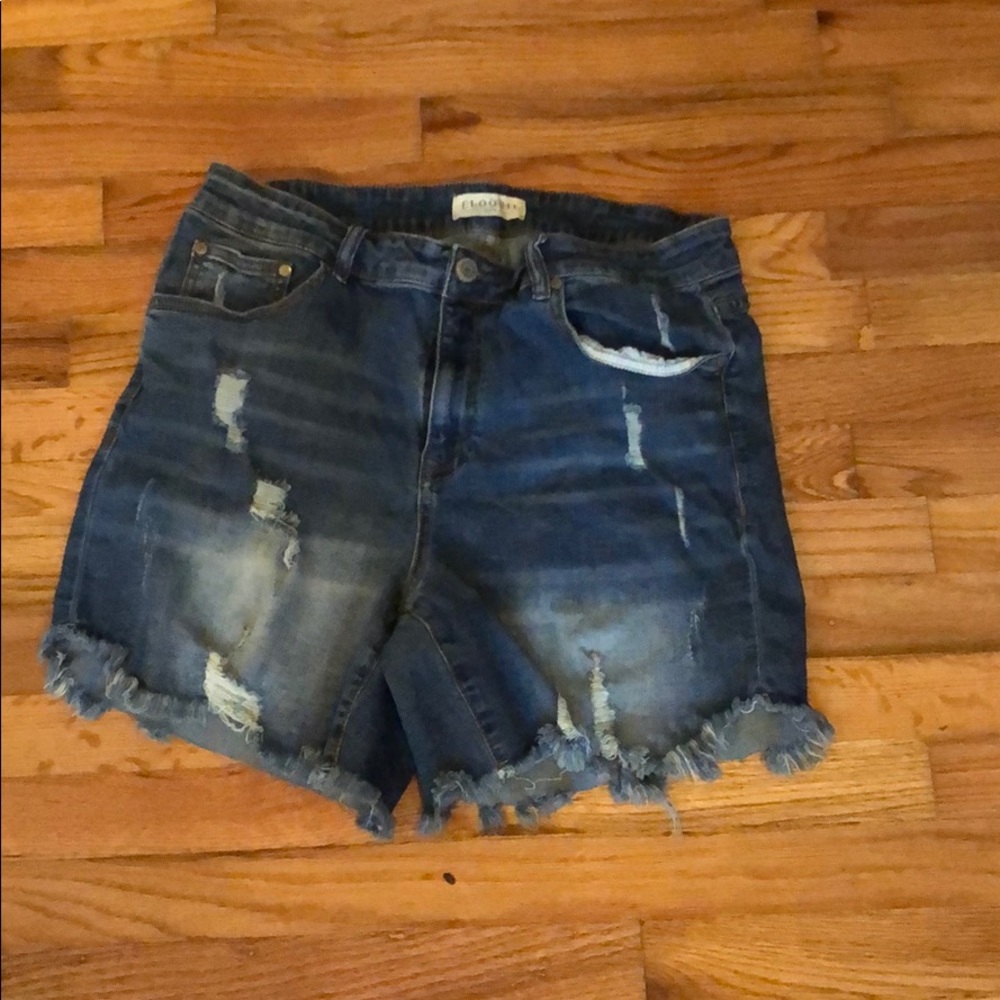 Eloquii distressed denim shorts